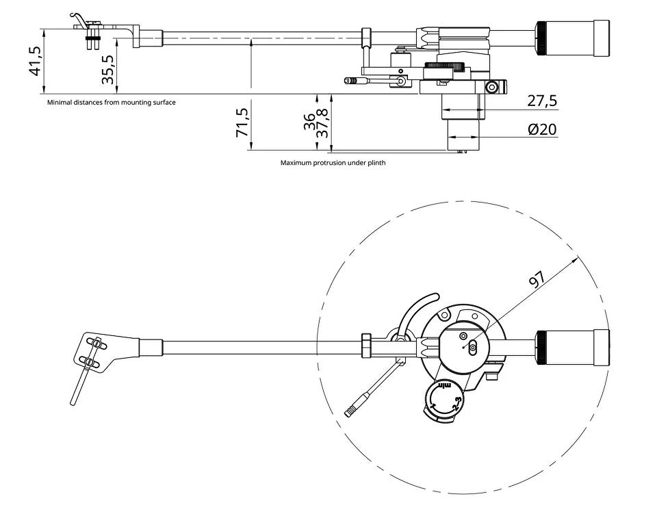 Korf TA-AF9 9"/10" Series II Flexure Pivot Ceramic Armtube Tonearm