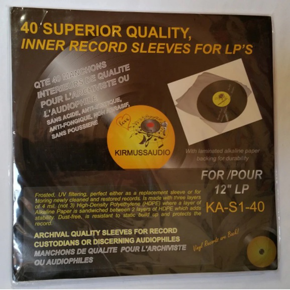 Kirmuss Audio KA-S1-40 Antistatic LP Inner Sleeves - 40 Pack